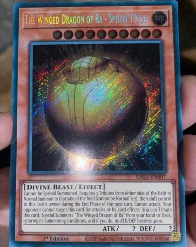 Yu-Gi-Oh! The Winged Dragon of Ra Sphere Mode RA01 1st !, Ophalen of Verzenden, Zo goed als nieuw, Losse kaart, Foil