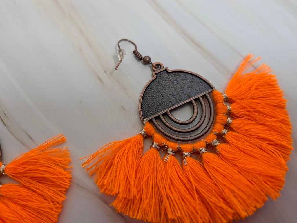 Oranje Statement Oorbellen - Koningsdag, Ibiza, Festival, Overige materialen, Hangers, Info@fashionaccessoires.nl, Nieuw