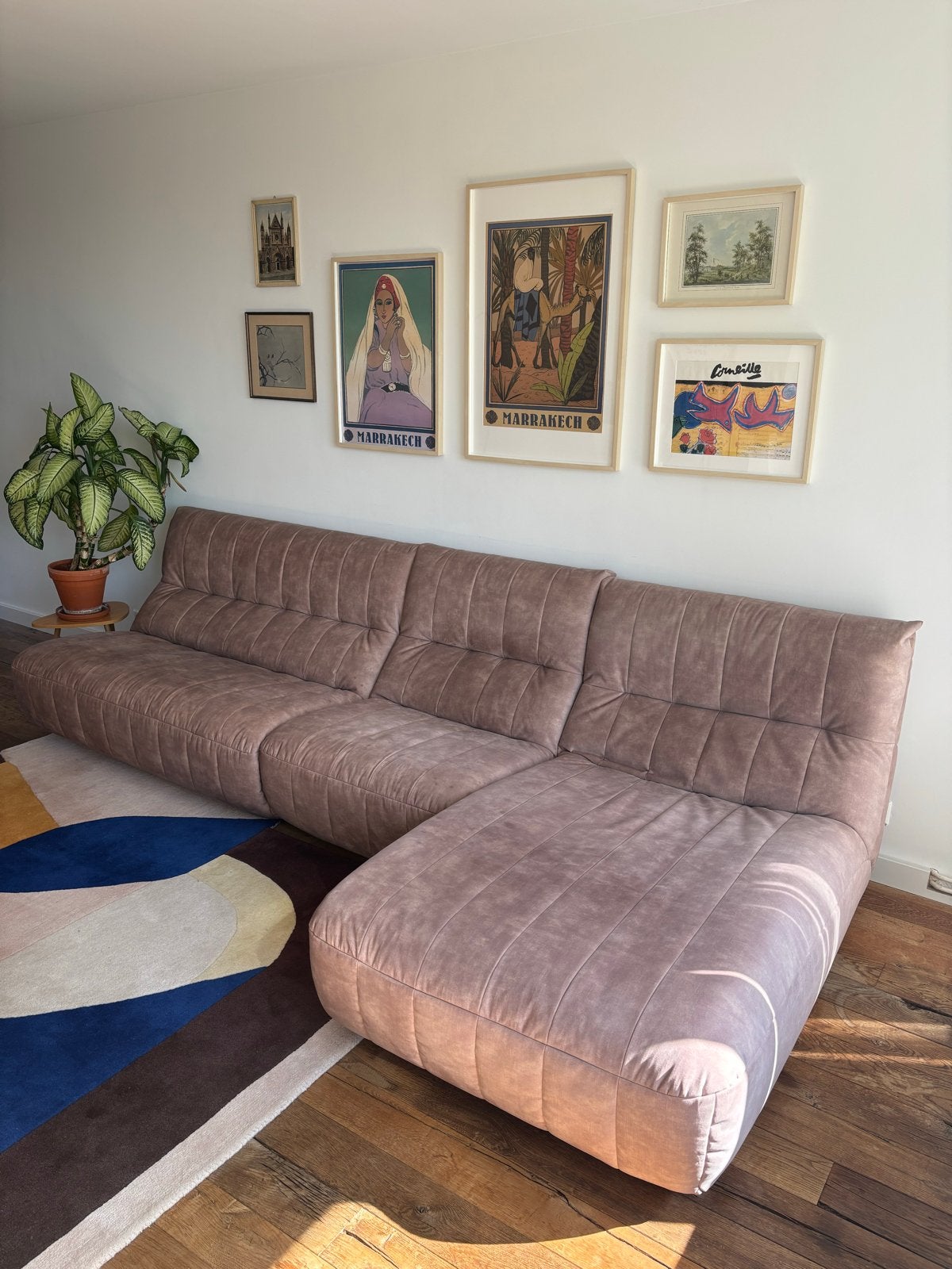 Homestock Theodore Hoekbank - Lever/Beige, Ophalen, 100 tot 125 cm, Hoekbank, 300 cm of meer