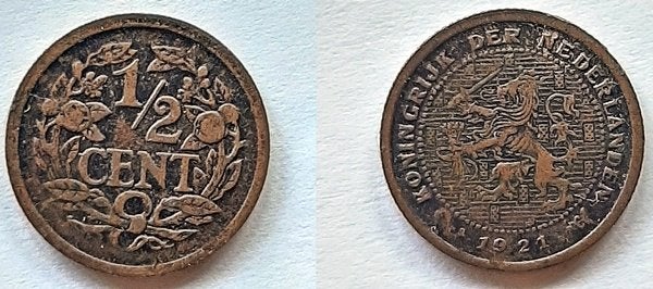 Halve cent 1921, Verzenden, Koningin Wilhelmina, Overige waardes