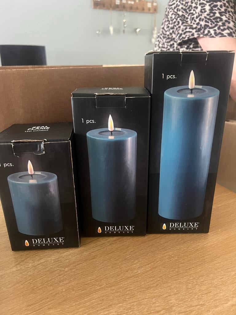 DELUXE HOMEART LED Kaarsen - Real Flame Effect, Kunststof, Blauw, Nieuw, Ophalen of Verzenden