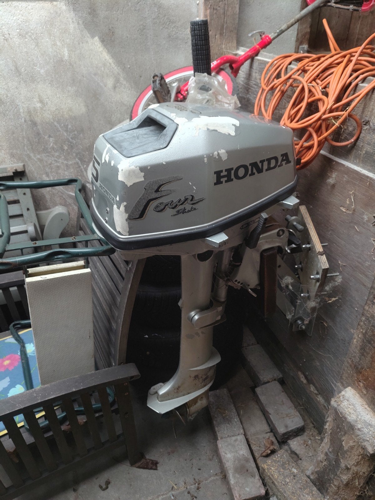 Honda 5 pk 4-takt langstaart buitenboordmotor, Ophalen, Gebruikt, Benzine, 5 tot 10 pk