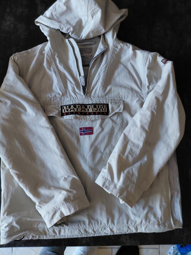 Napapijri Anorak Jas Beige Maat 14 (ca. S/M), Beige, Ophalen of Verzenden, Zo goed als nieuw, Maat 36 (S)