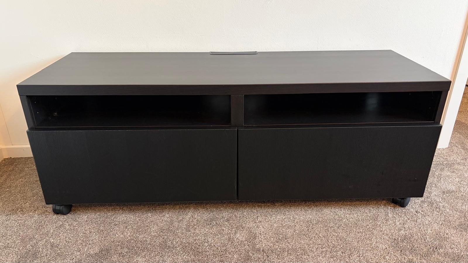 IKEA Besta TV meubel - Zwartbruin met lades, Huis en Inrichting, Gebruikt, 100 tot 150 cm, Ophalen of Verzenden, Minder dan 100 cm