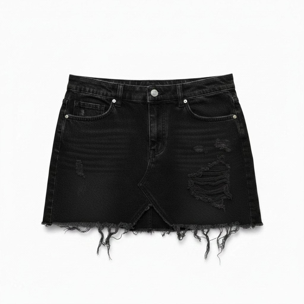 Zara Destroyed Black Denim Rok maat M, Maat 38/40 (M), Ophalen of Verzenden, Zo goed als nieuw, Boven de knie