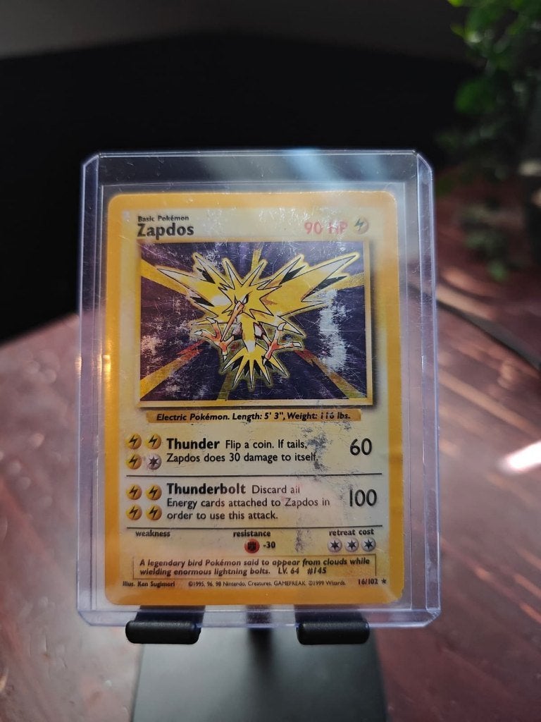 Vintage Pokemon Kaart Zapdos Holo 16/102 - Base Set (1999), Verzenden, Gebruikt, Losse kaart, Foil