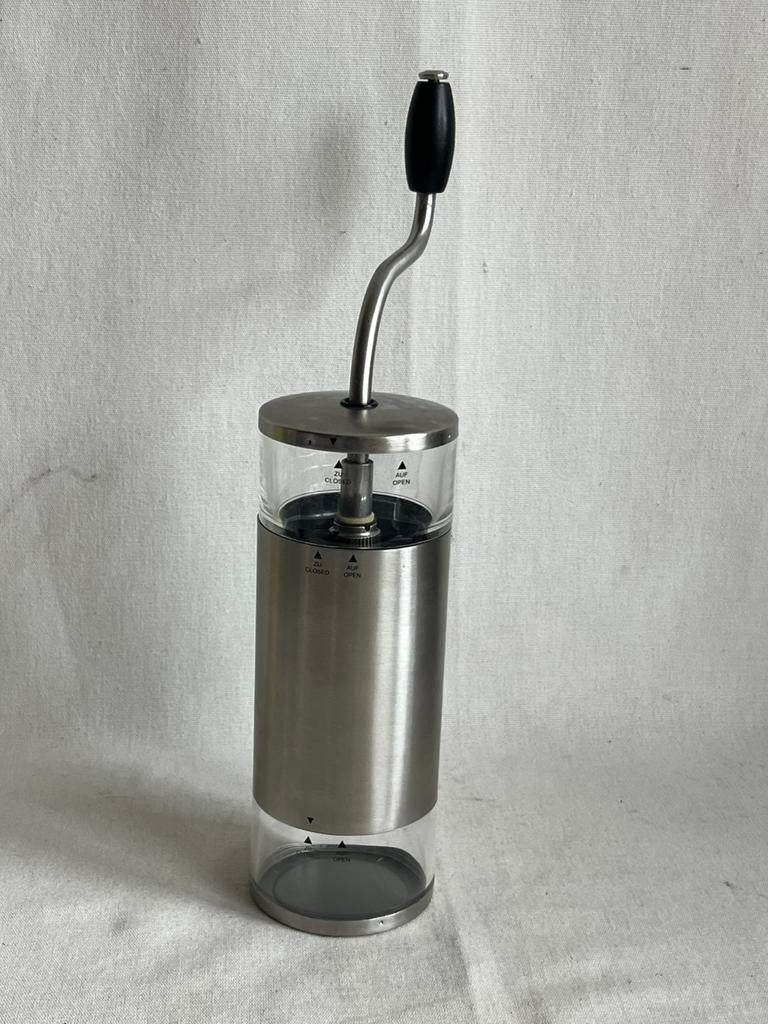 Zassenhaus lima hand koffiemolen rvs/acryl grinder instellen, Zilver, Ophalen of Verzenden, Metaal, Overige merken
