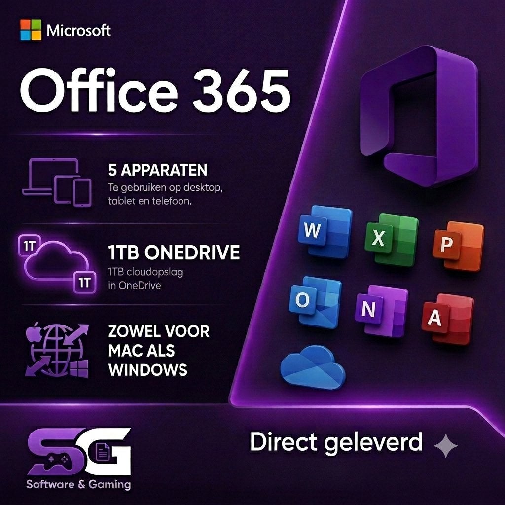 Ms Office 365 - 5 users - 1TB onedrive -  Direct geleverd, Computers en Software, Office-software, Ophalen, Zo goed als nieuw