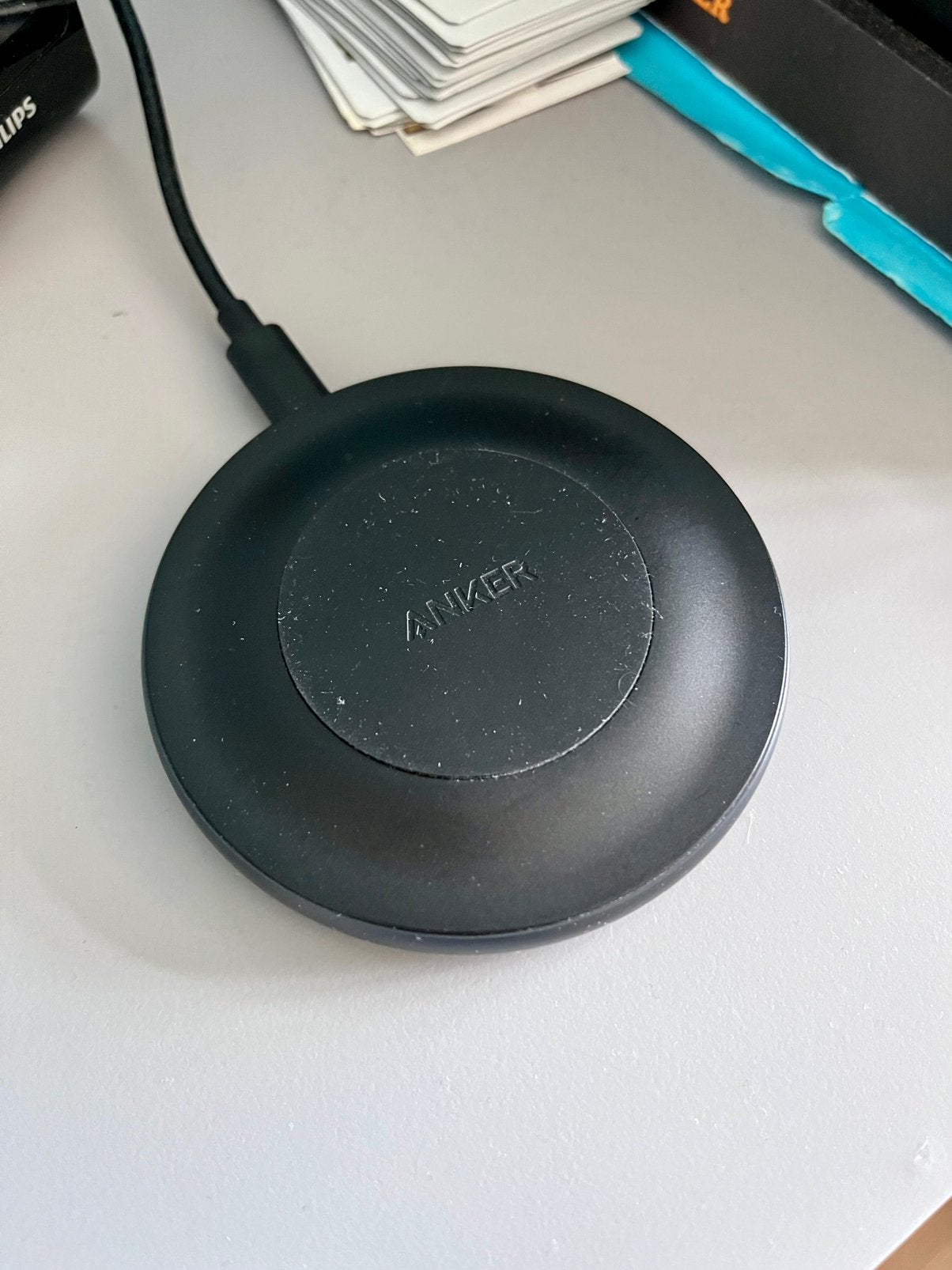 Te koop draadloze oplader 15W Qi, Anker, Gebruikt, Draadloze oplader, Ophalen of Verzenden