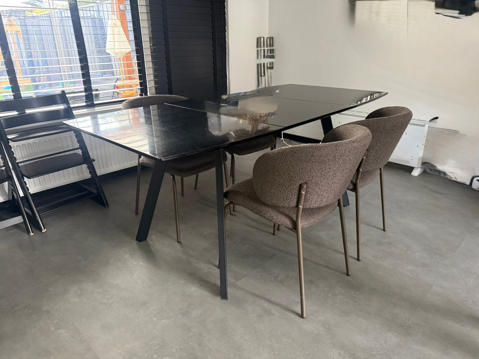 Eettafel zwart mdf/staal 180cm, Ophalen