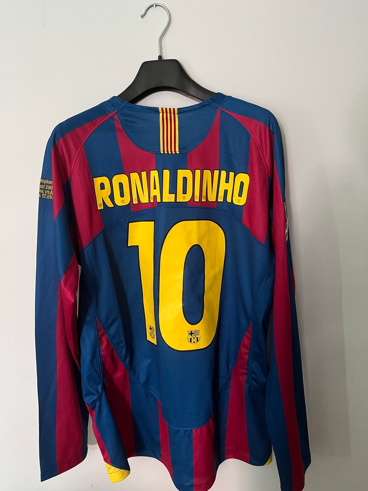 Vintage Ronaldinho voetbalshirt longsleeve maat L, Maat 52/54 (L), Meerkleurig, Ophalen of Verzenden, Zo goed als nieuw