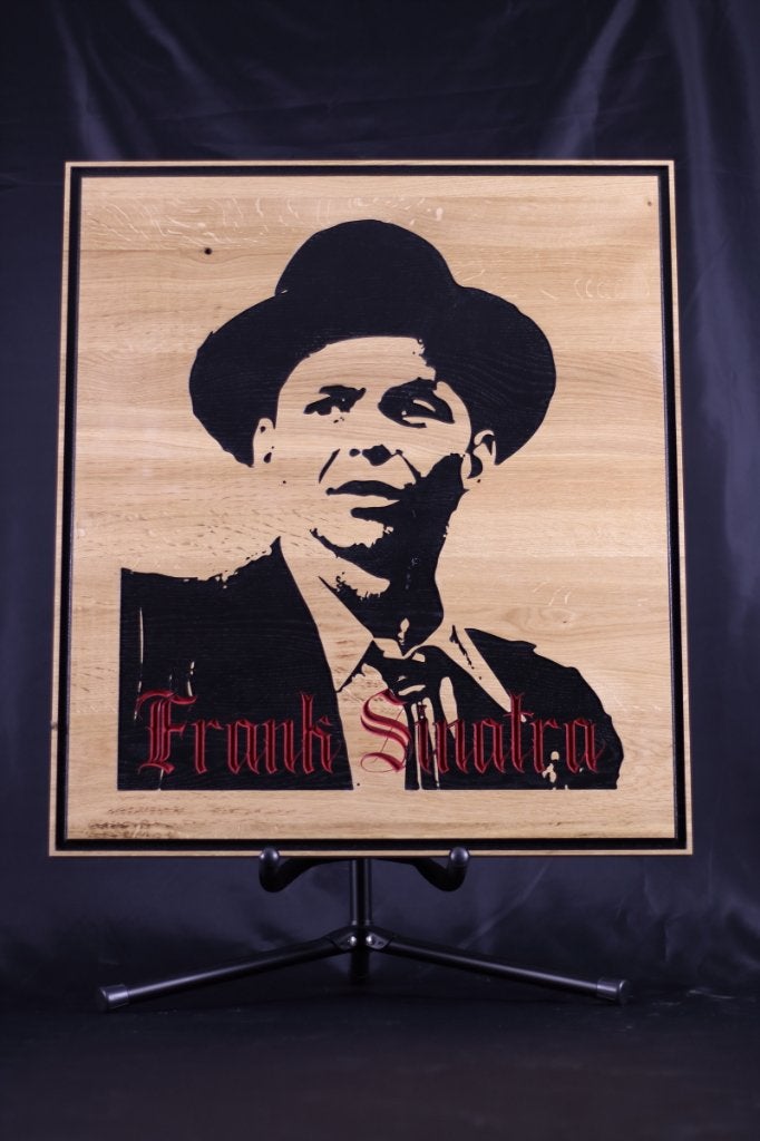 Wanddecoratie | Frank Sinatra | Gefreesd in Eiken, Antiek en Kunst, Verzenden