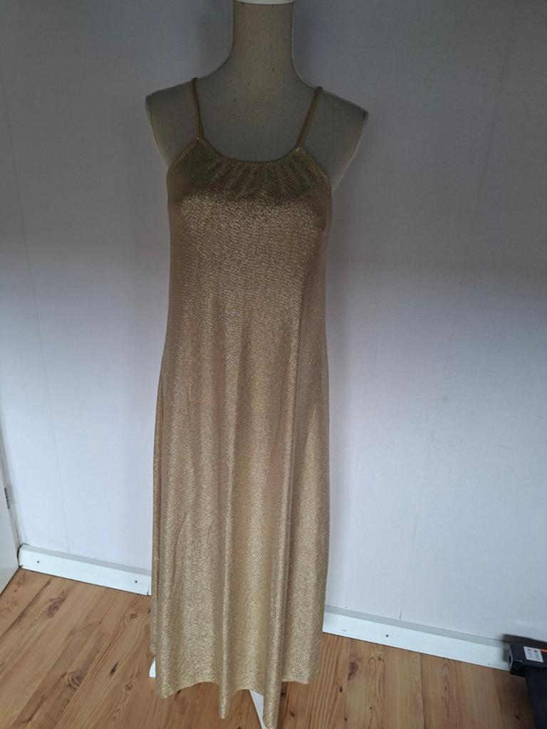 Gouden Glitter Maxi Jurk, Geel, Maat 42/44 (L), Ophalen of Verzenden, Onder de knie
