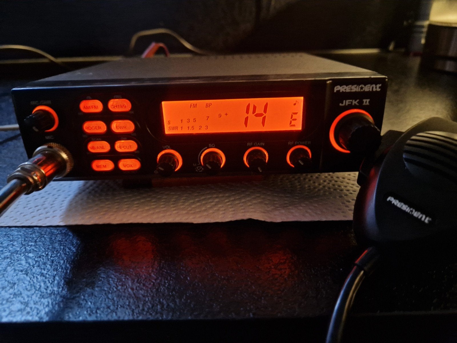 President JFK type 2 CB-radio 27mc - 40 kanalen, 4W,, Ophalen of Verzenden, Gebruikt, Zender en Ontvanger