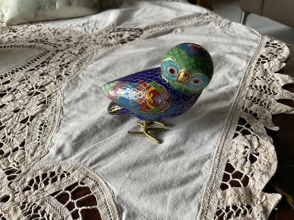 Cloisonne uil multicolor, Antiek en Kunst, Ophalen of Verzenden