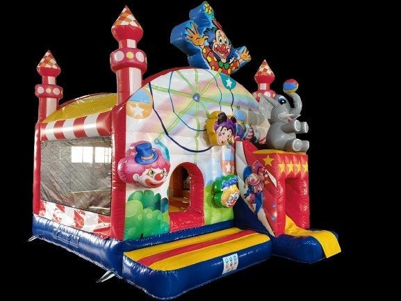 te koop mooi nieuw springkussen circus 4,9 x 3,8 meter, Ophalen of Verzenden, Nieuw, Verjaardag