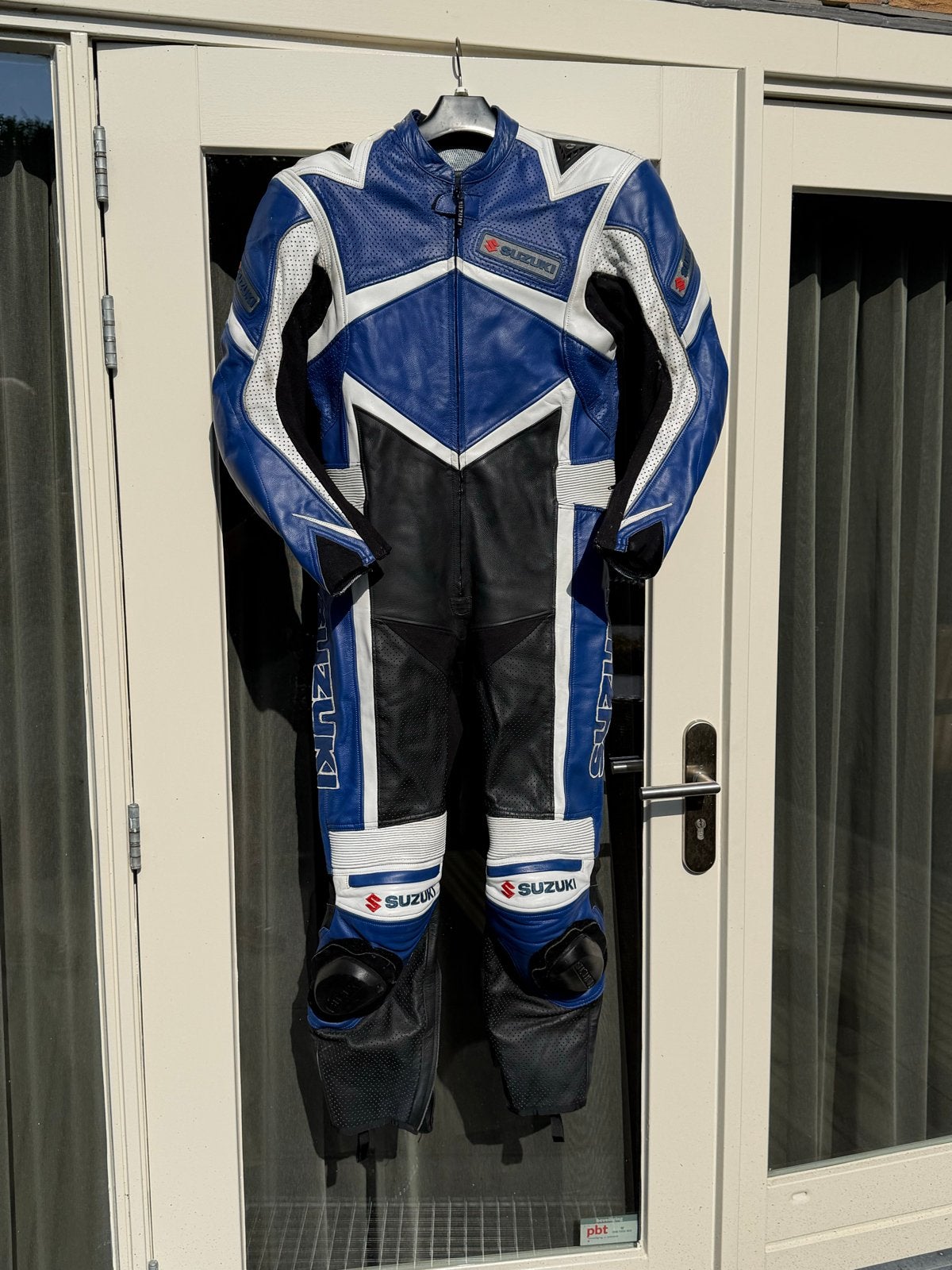 Suzuki Motorpak Leer Maat L/52 Blauw Zwart Wit, Ophalen, Tweedehands, Heren, Combipak