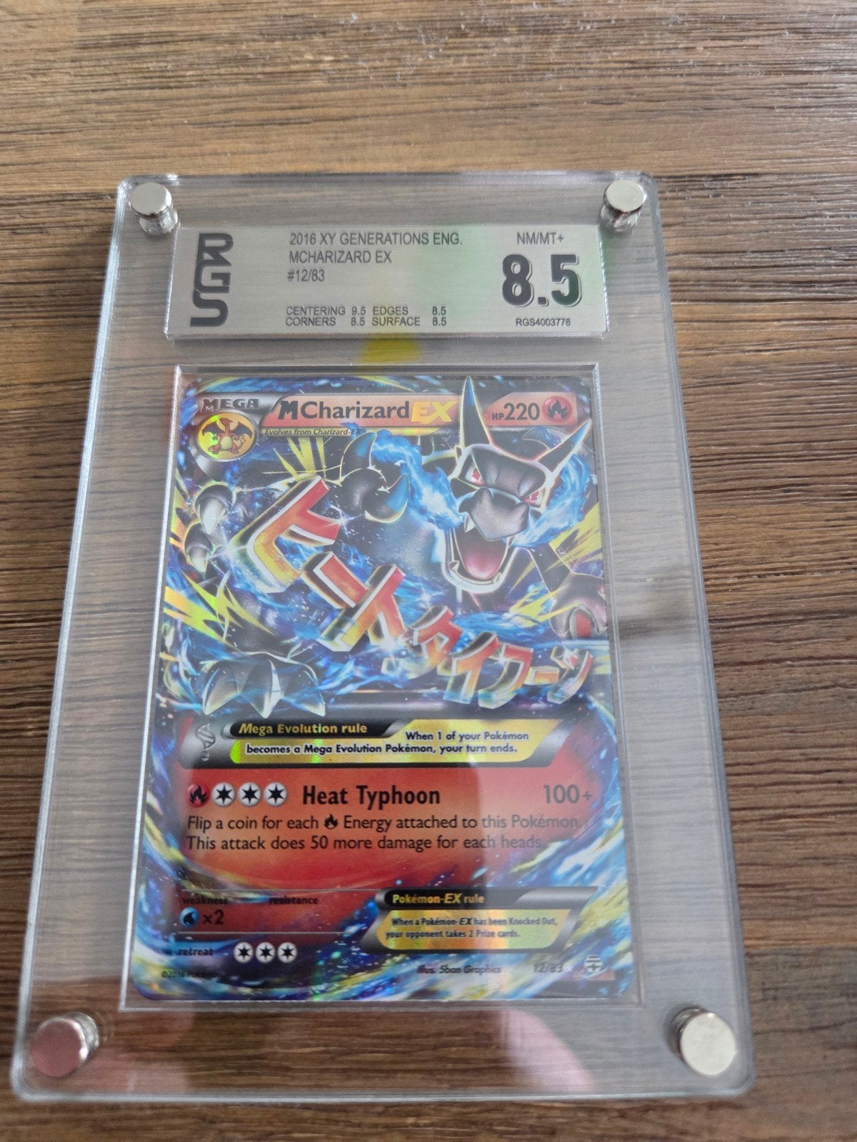 Pokémon M Charizard EX 2016 XY Generations RGS 8.5, Ophalen of Verzenden, Zo goed als nieuw, Losse kaart