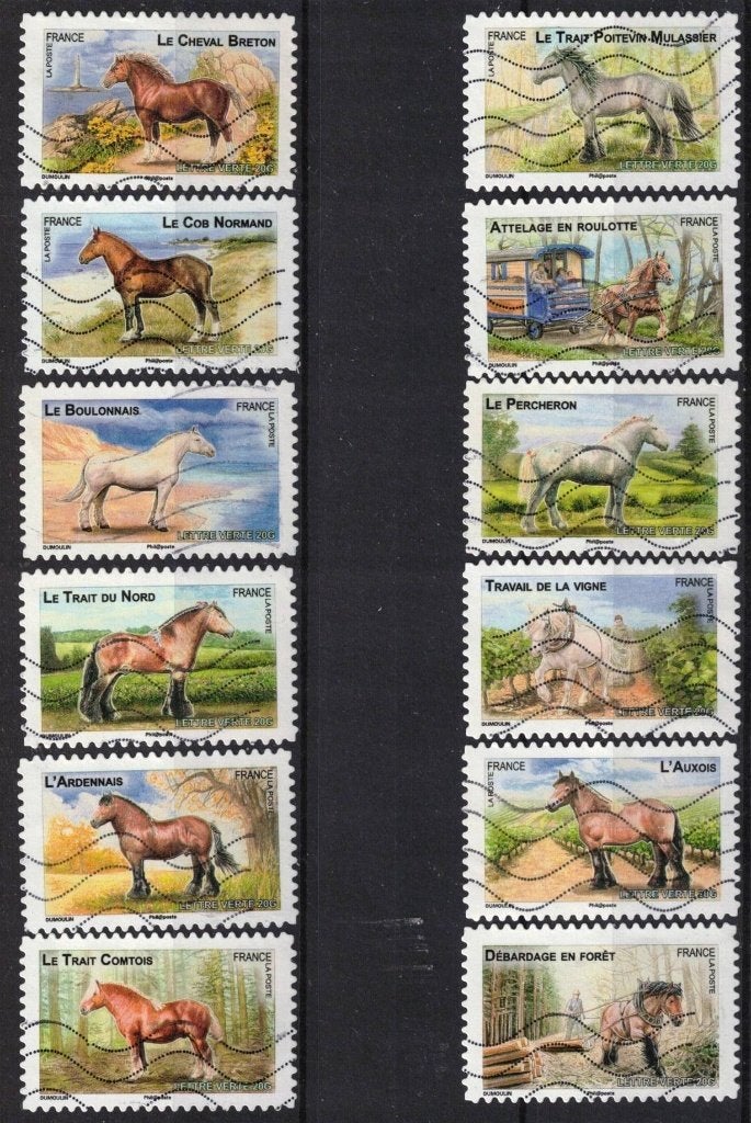 Frankrijk, serie "paarden" 2013-86, Verzenden, Gestempeld