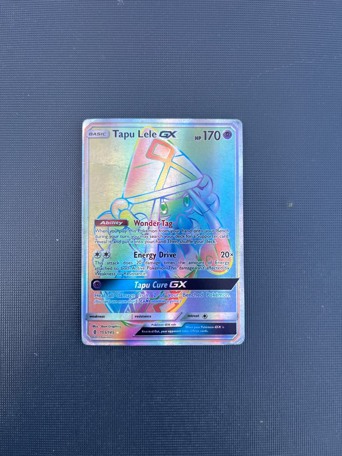 Tapu Lele GX Pokémon Rainbow Rare (secret rare) 155/145, Ophalen, Zo goed als nieuw, Losse kaart, Foil