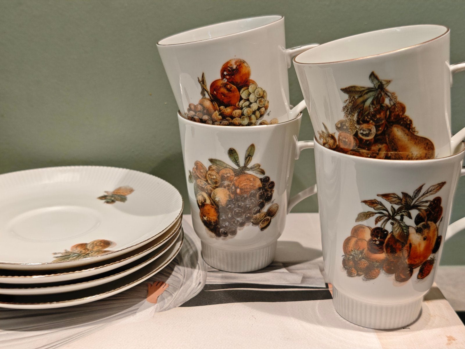 Vintage Mosa Gracia Koffiekopjes met Fruitservies uit 1960, Ophalen of Verzenden