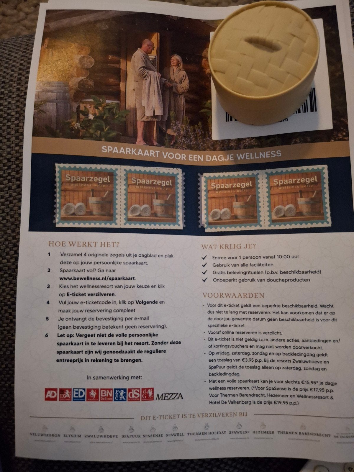 Wellness Spaarzegels voor Dagje Wellness, Ophalen of Verzenden, Overige soorten, Zegels, Bonnen of Punten