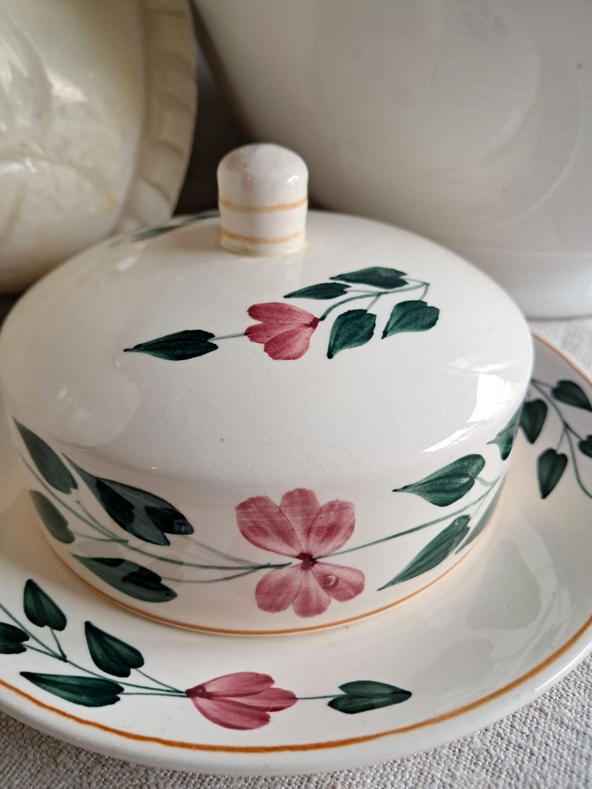 Societe Ceramique M. antiek boerenbont botervloot, decor 418, Antiek en Kunst, Antiek | Servies los, Ophalen of Verzenden