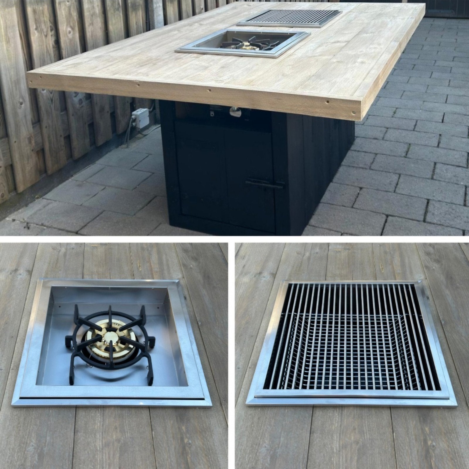 BBQ-tafel houtskoolbarbecue en wokbrander ingebouwd in tafel, Ophalen of Verzenden, Nieuw