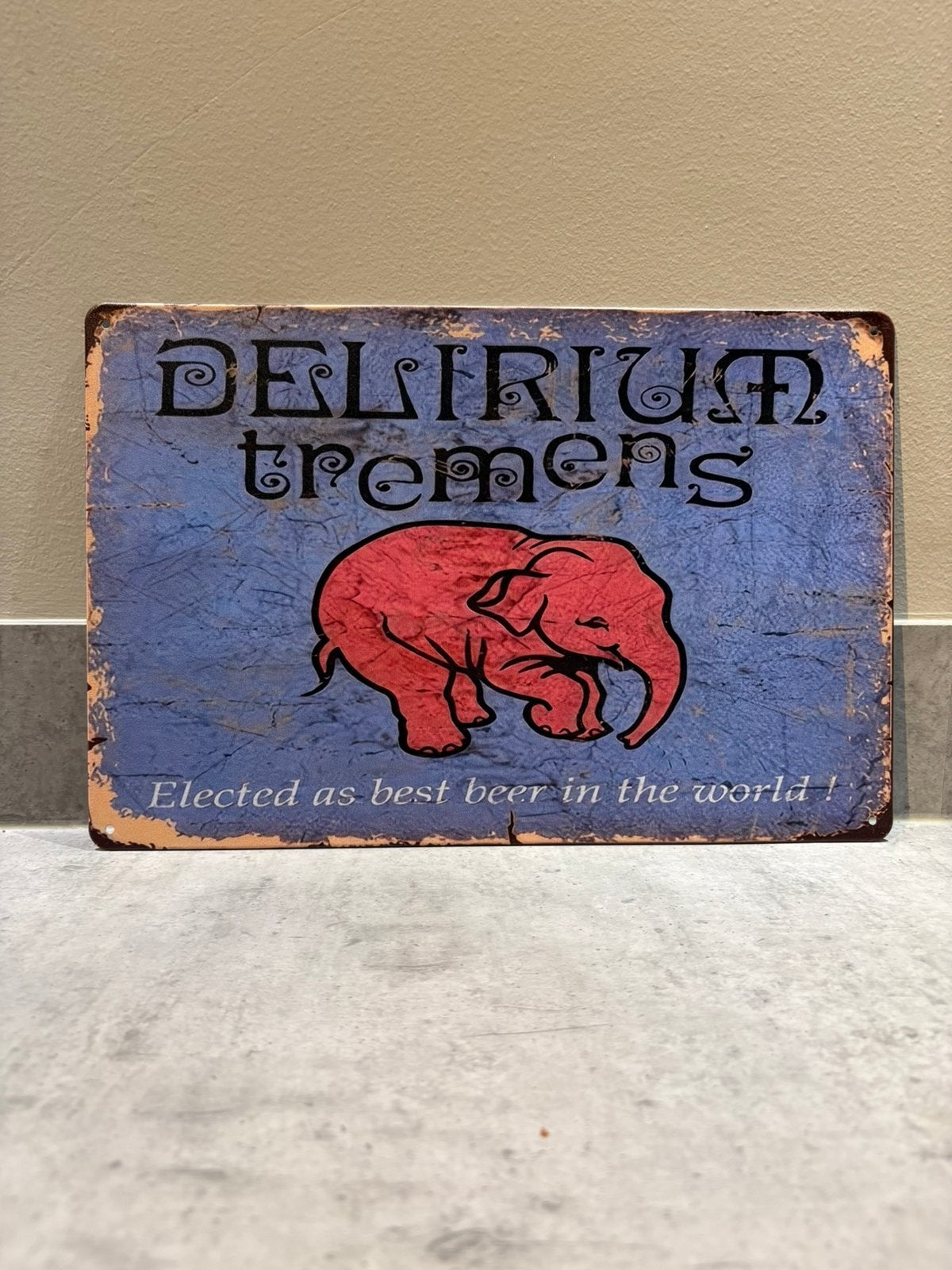Mancave Bar Café Wanddecoratie metalen bordje Delirium bier, Ophalen of Verzenden, Zo goed als nieuw, Reclamebord, Plaat of Schild