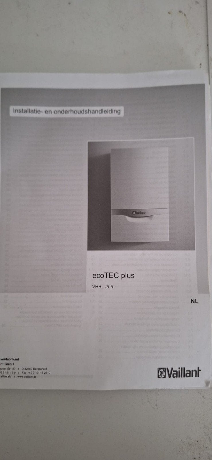 Vaillant ecoTEC plus VHR ..S-5 CV-ketel, Ophalen, 30 tot 80 cm, Hoog rendement (Hr), Cv-ketel of Combi-ketel