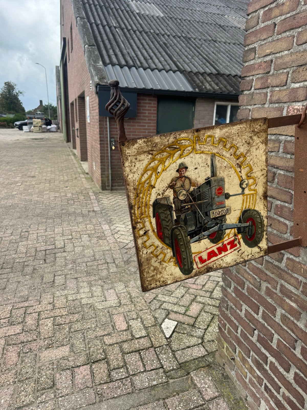 Vintage Lanz Bulldog Emaille Reclamebord, Ophalen