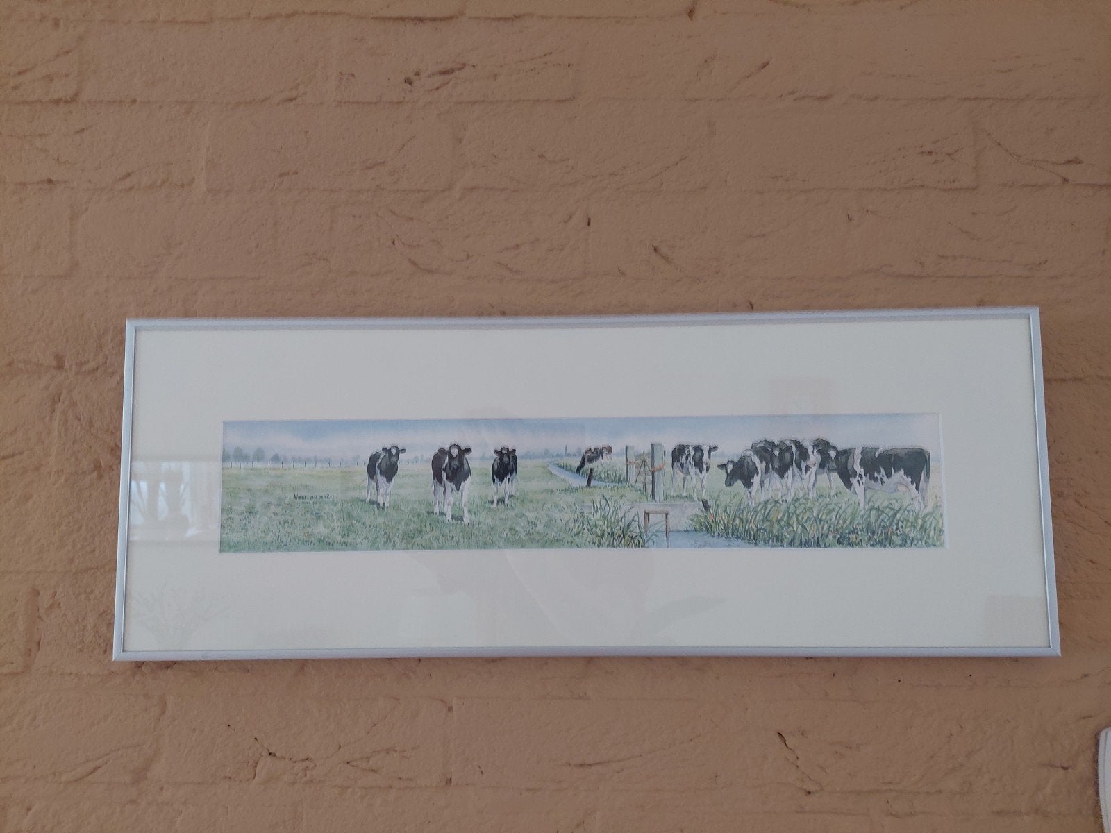 Aquarel van Wiebe van der Zee: Koeien in de wei (1998), Antiek en Kunst, Ophalen, Gesigneerd, Aquarel, Landschap