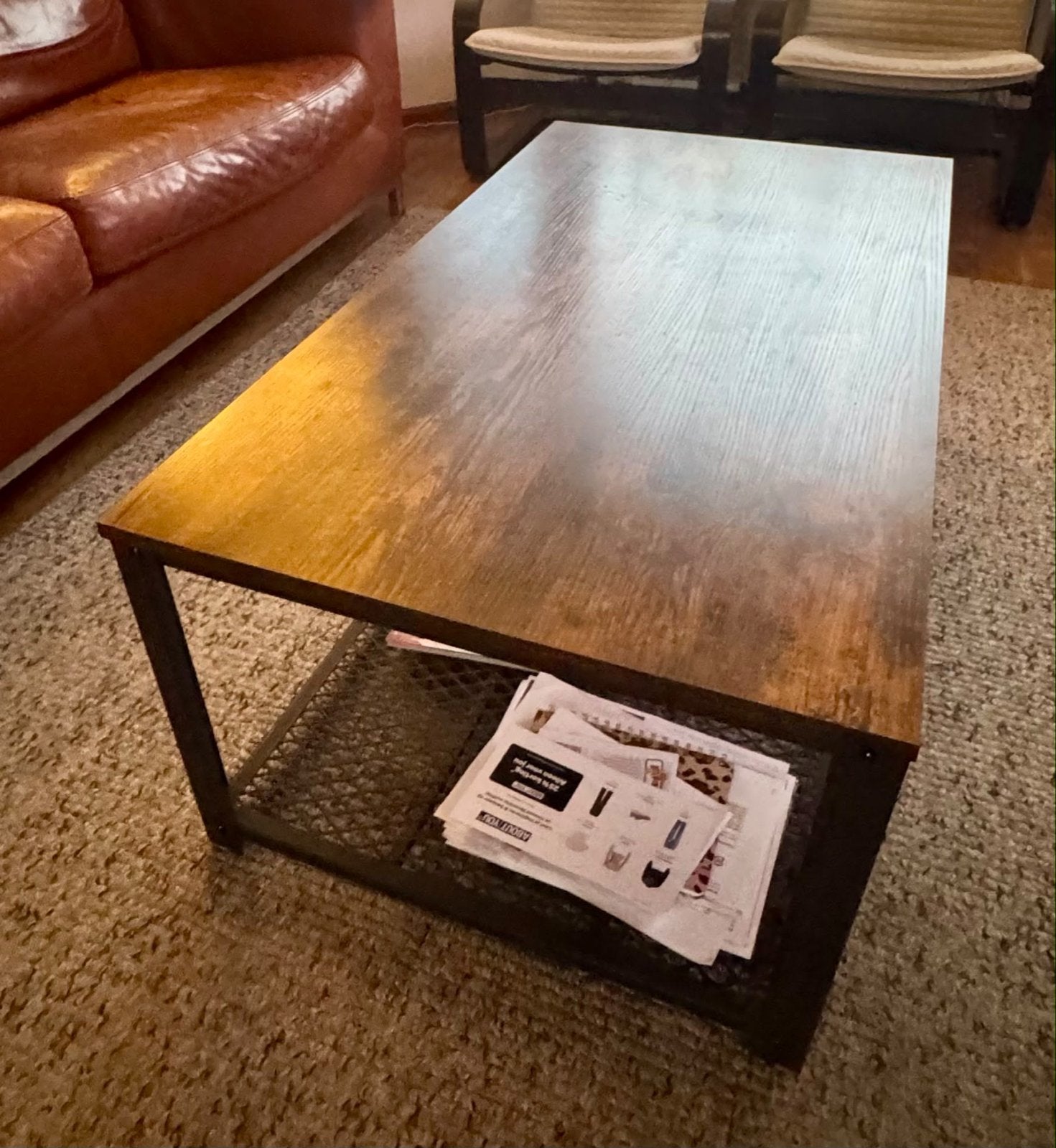 Industriële salontafel met opbergruimte, Huis en Inrichting, Ophalen, Gebruikt, 100 tot 150 cm, 50 tot 100 cm