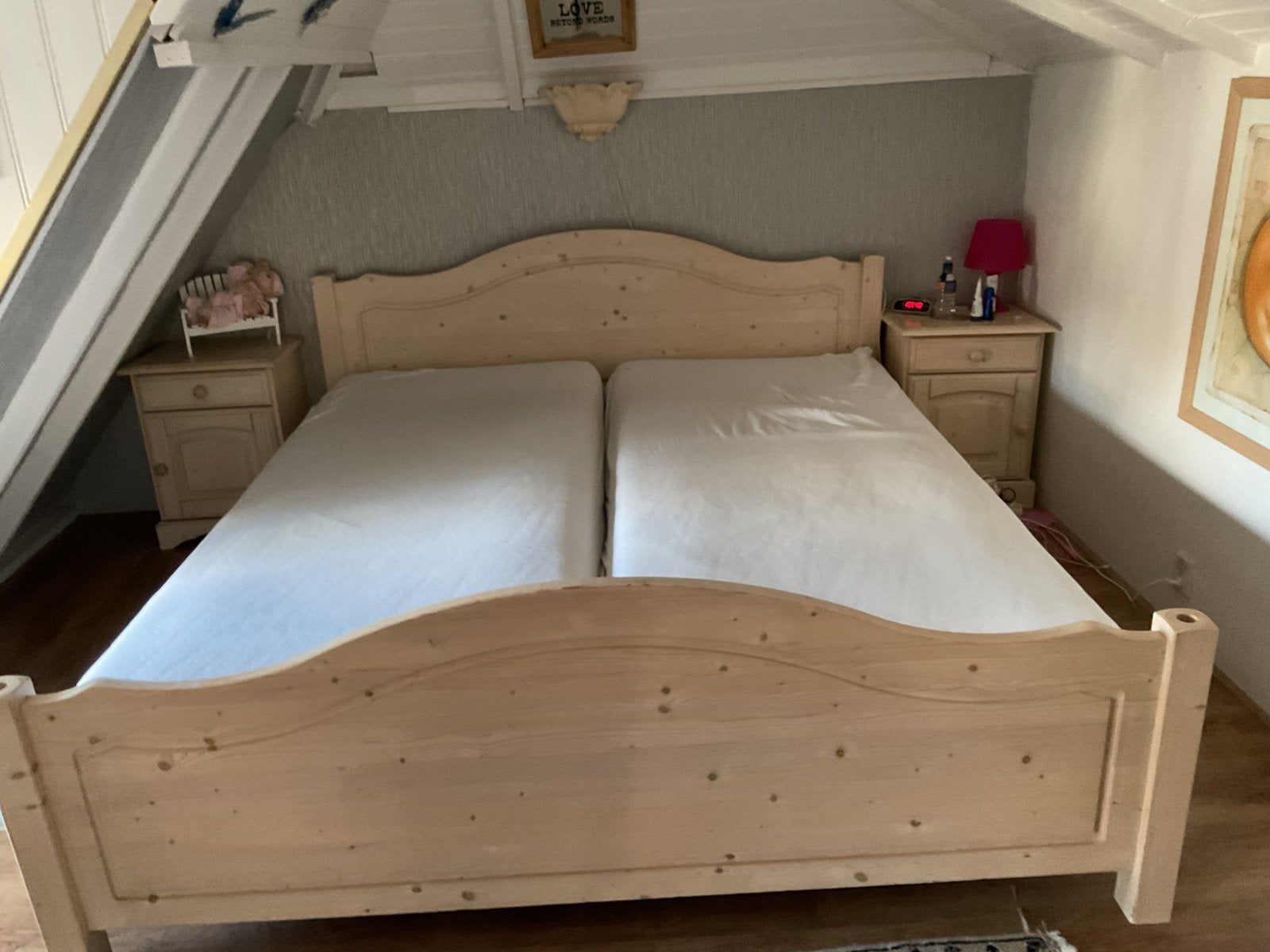 Mooi. Grenen. Hemelbed, Ophalen, Zo goed als nieuw, Tweepersoons