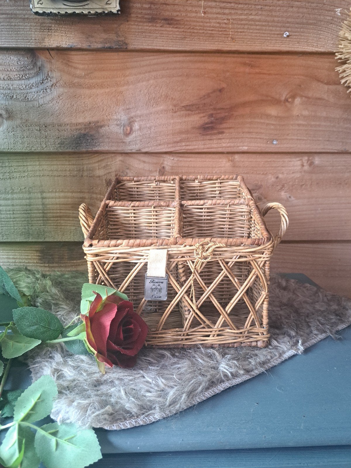 Ruviera Maison rustieke rotan bestekmand, Ophalen, Natuurlijk materiaal, Bruin, Riviera Maison