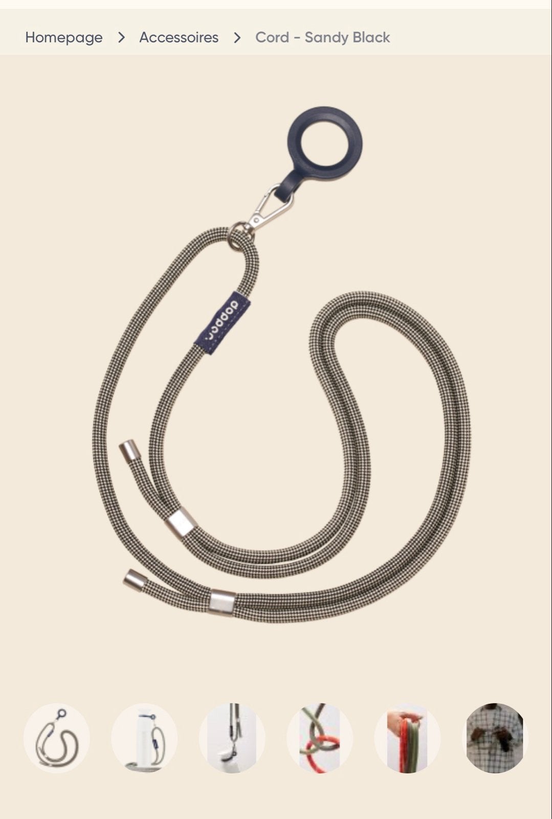 Dopper Cord - Sandy Black - Verstelbaar en Gerecycled, Ophalen, Overige typen, Kunststof, Zo goed als nieuw
