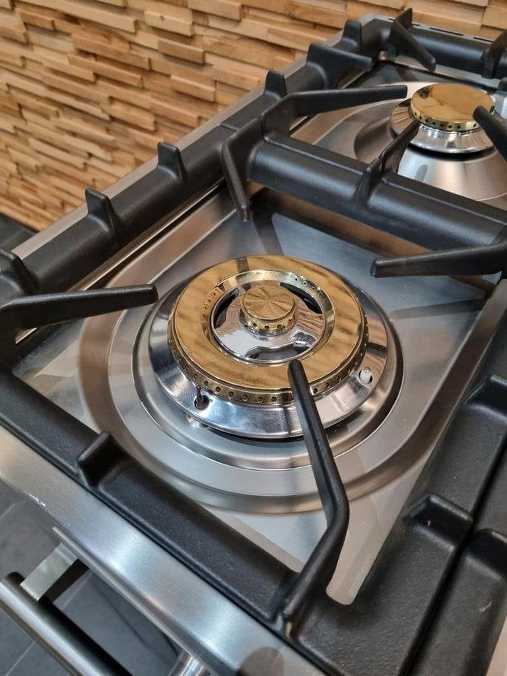 Luxe Boretti Fornuis 120cm antraciet + rvs 7 pits Frytop, Witgoed en Apparatuur, Fornuizen, Niet ingevuld, 60 cm of meer, Niet ingevuld