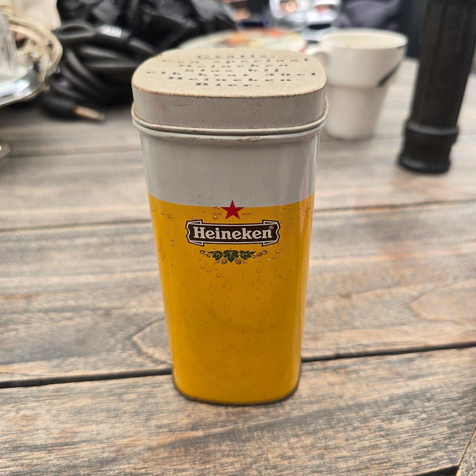 Vintage Heineken verzamelblik, Verzamelen, Ophalen, Gebruikt, Overige typen, Heineken