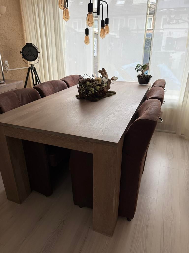 Eikenhoute meubels (zwaar), Huis en Inrichting, Complete eetkamers, Gebruikt, 4 tot 6 stoelen, Ophalen
