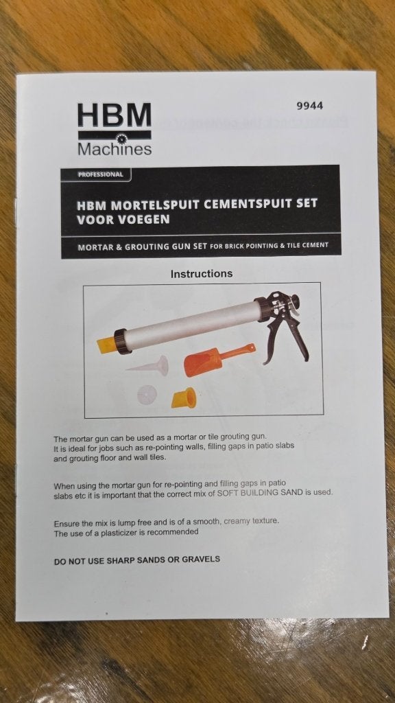 HBM Mortelspuit Cementspuit Set voor Voegen, Doe-het-zelf en Verbouw, Ophalen of Verzenden, Zo goed als nieuw