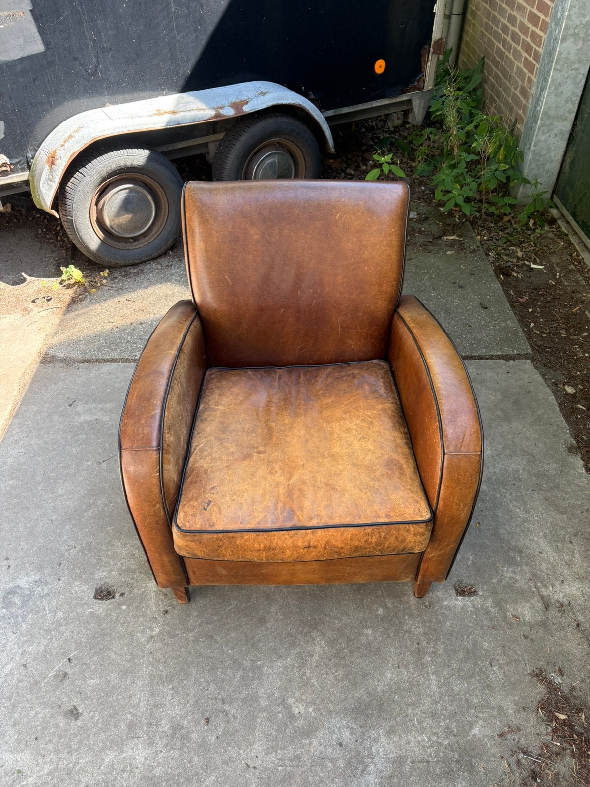 Prachtige schapenleren fauteuik, Huis en Inrichting, Fauteuils, Ophalen, Zo goed als nieuw, 75 tot 100 cm, 50 tot 75 cm