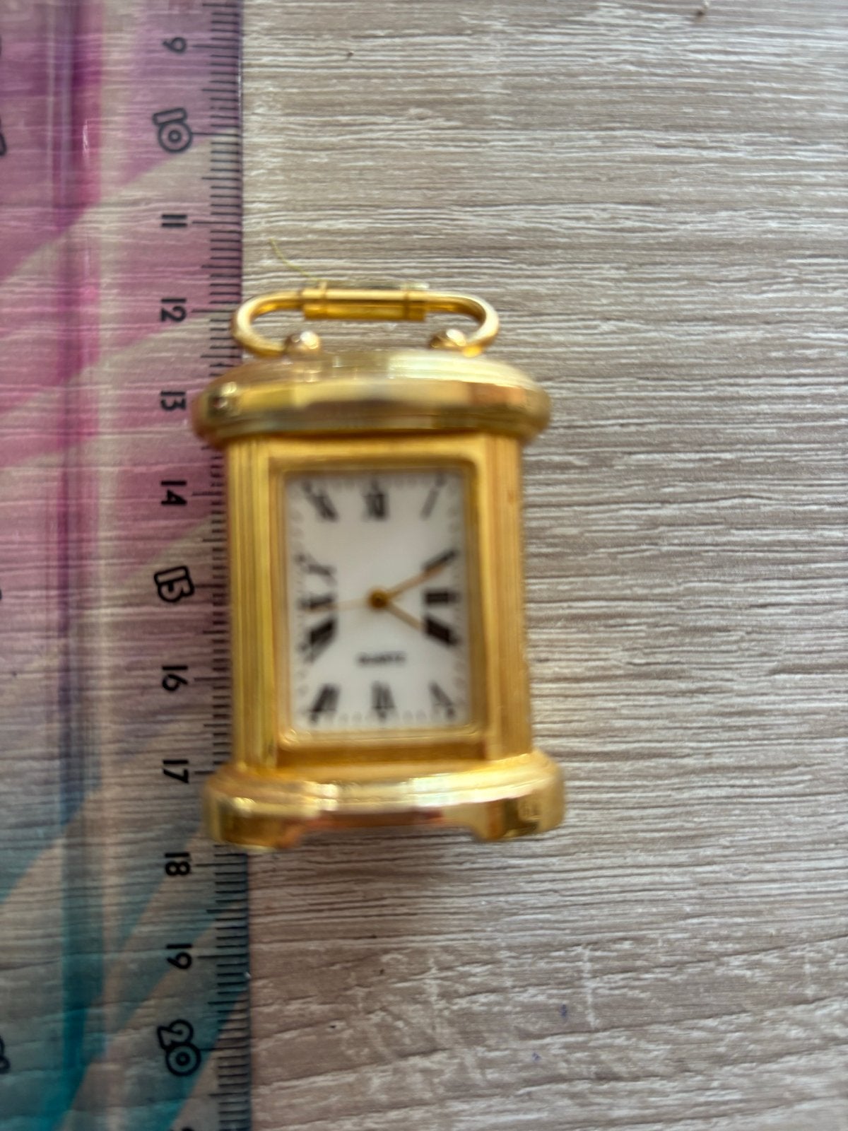 Miniatuur Gouden Kwarts Klokje, Ophalen of Verzenden