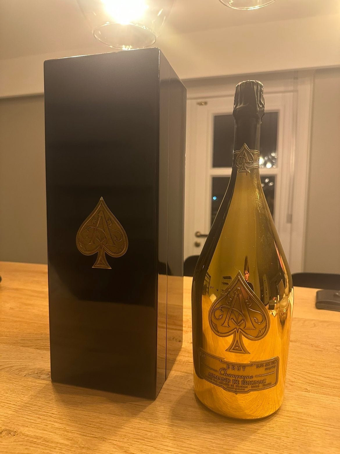 Armand de brignac 1,5 liter fles vol, Ophalen of Verzenden, Zo goed als nieuw, Frankrijk, Vol