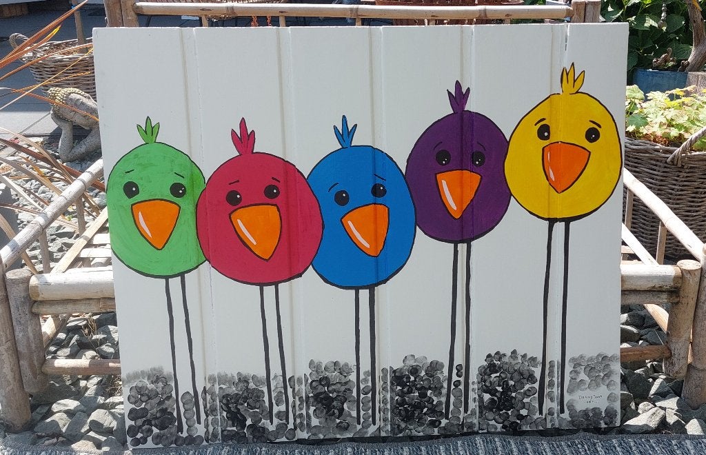 Stijgerhout schilderij, Antiek en Kunst, Kunst | Schilderijen | Modern, Ophalen, Hout, Handgeschilderd, Dieren