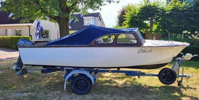 Klassieke Polar 17 motorboot + Yamaha 8 pk 4-takt + trailer, Gebruikt, Buitenboordmotor, Consoleboot, Hout