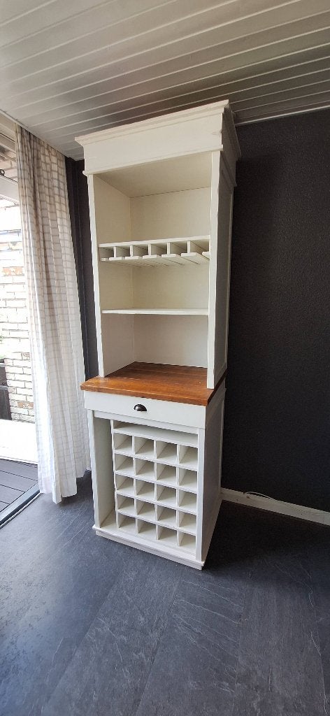 Wijnkast, hout, wit, z.g.a.n., Ophalen, 200 cm of meer, 50 tot 100 cm, Met lade(s)