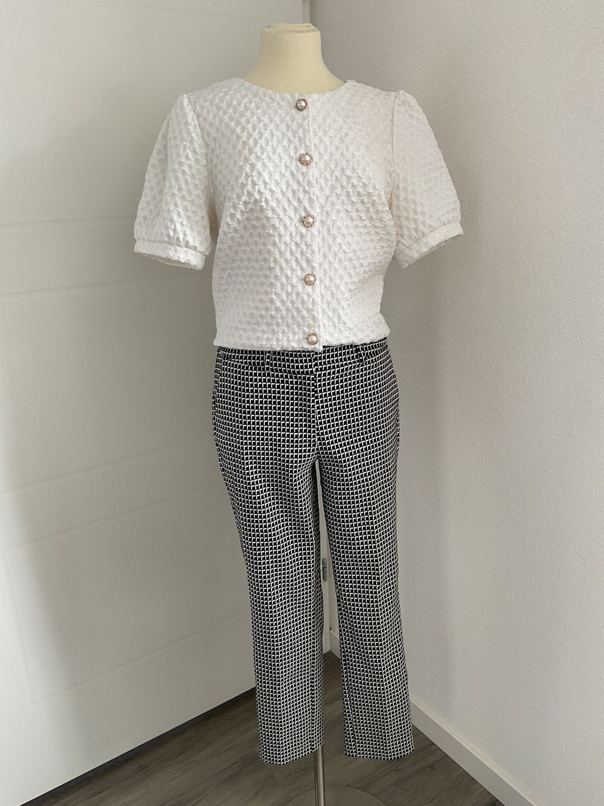 Cavallaro/ broek/ zwart-wit/ maat m, Maat 38/40 (M), Verzenden, Zwart, Zo goed als nieuw