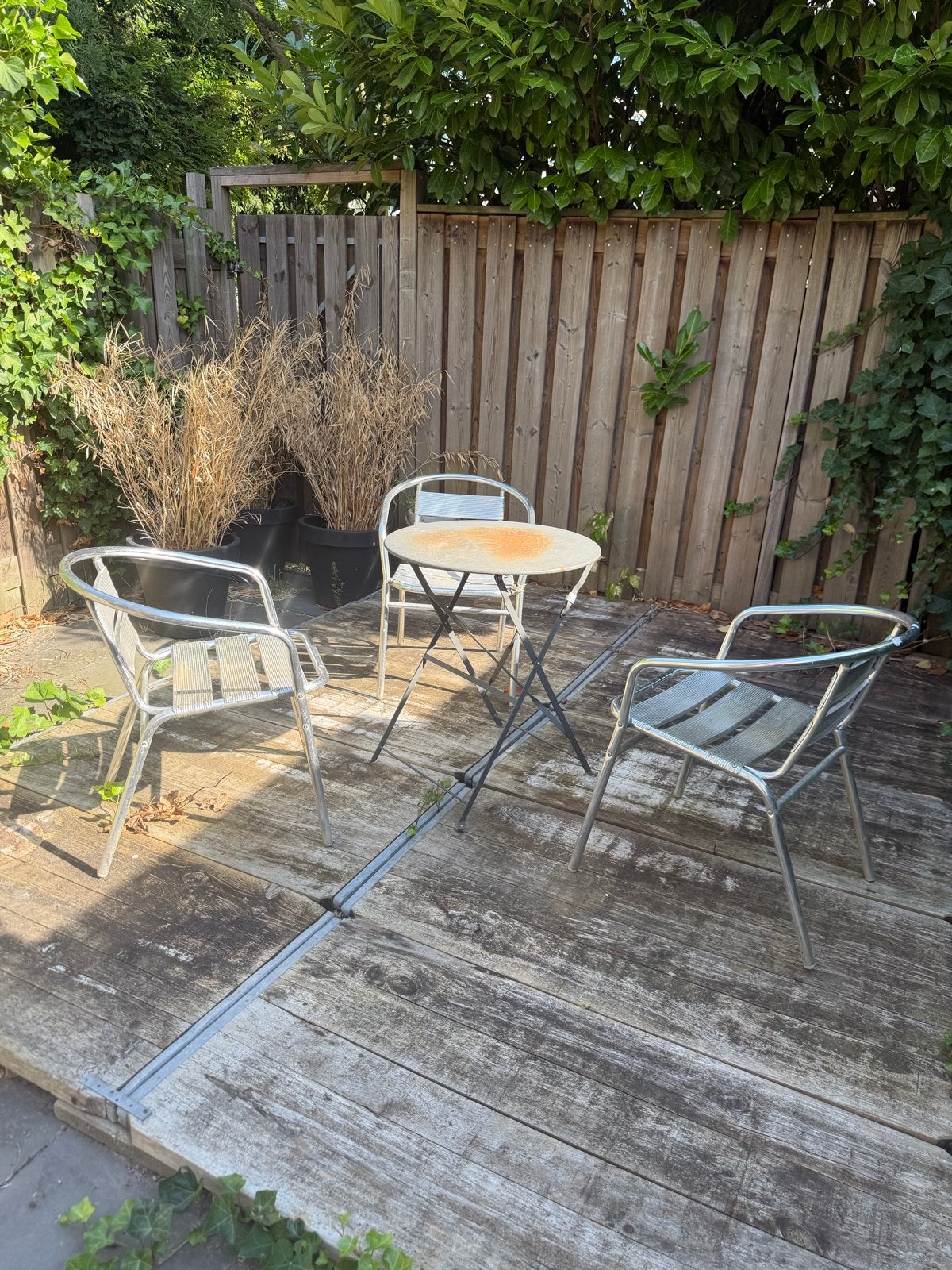 Tuinset met 3 stoelen en tafel - ideaal voor terras/BBQ, Tuin en Terras, Tuinsets en Loungesets, Ophalen, Gebruikt, Eettafel, 3 zitplaatsen