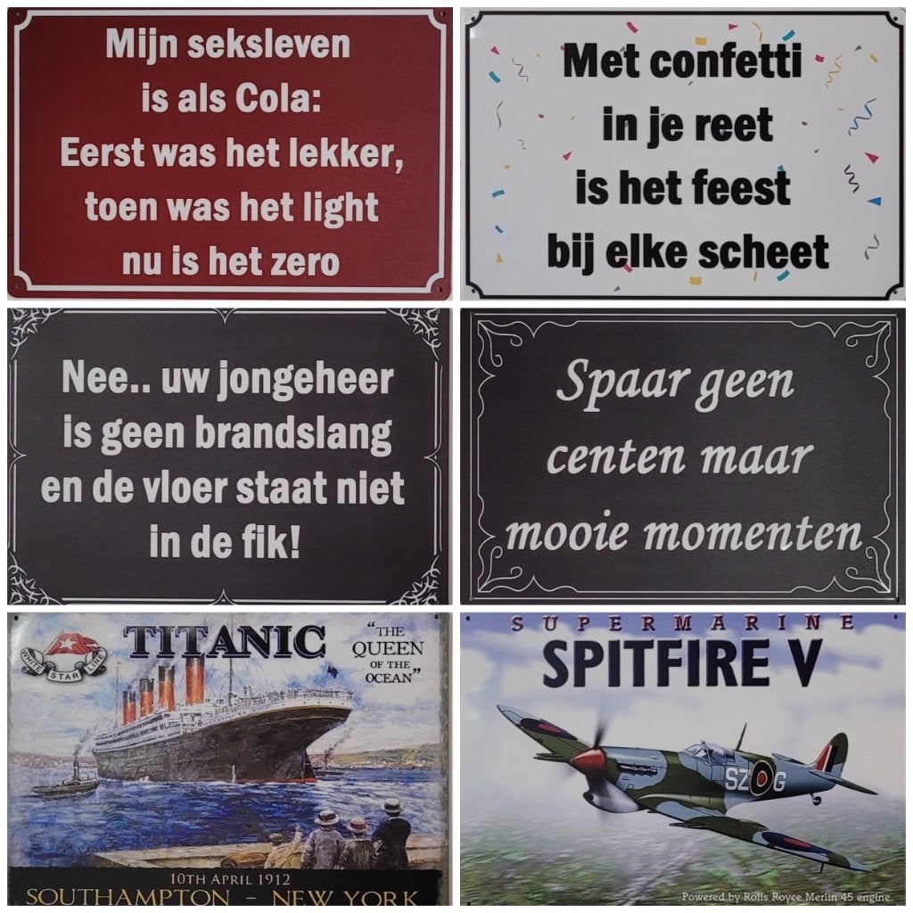 Barber Shop kappers reclamebord van metaal wandbord deco, Info@deconoord.nl, Deco Noord, Nieuw, Ophalen of Verzenden