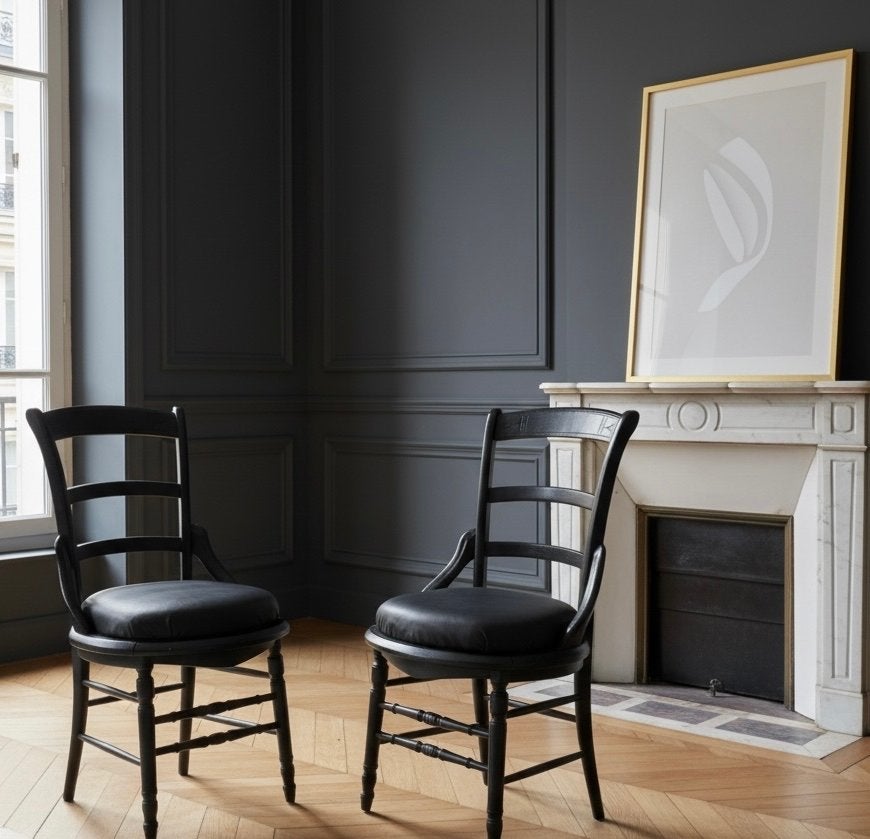 Antieke stoelen, leer bekleed, eind 19e eeuw, Antiek en Kunst, Ophalen
